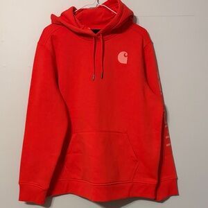 Carhartt woman’s  Bright Red-Orange Hoodie. NWT. 1x. Cotton/poly